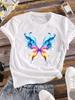 (Asian Size)  Cartoon Lovely Butterfly Short Sleeve T Shirt Casual Tee Top Fashion Women Clothing Printed O-neck Ladies Female Graphic T-shirts