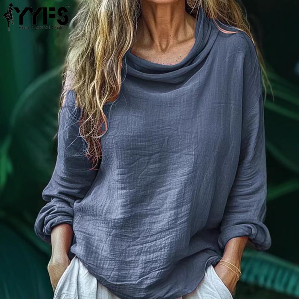 YYFS Women's Fashion Casual Spring Autumn Solid Color Print Long Sleeve Blouses & Shirts