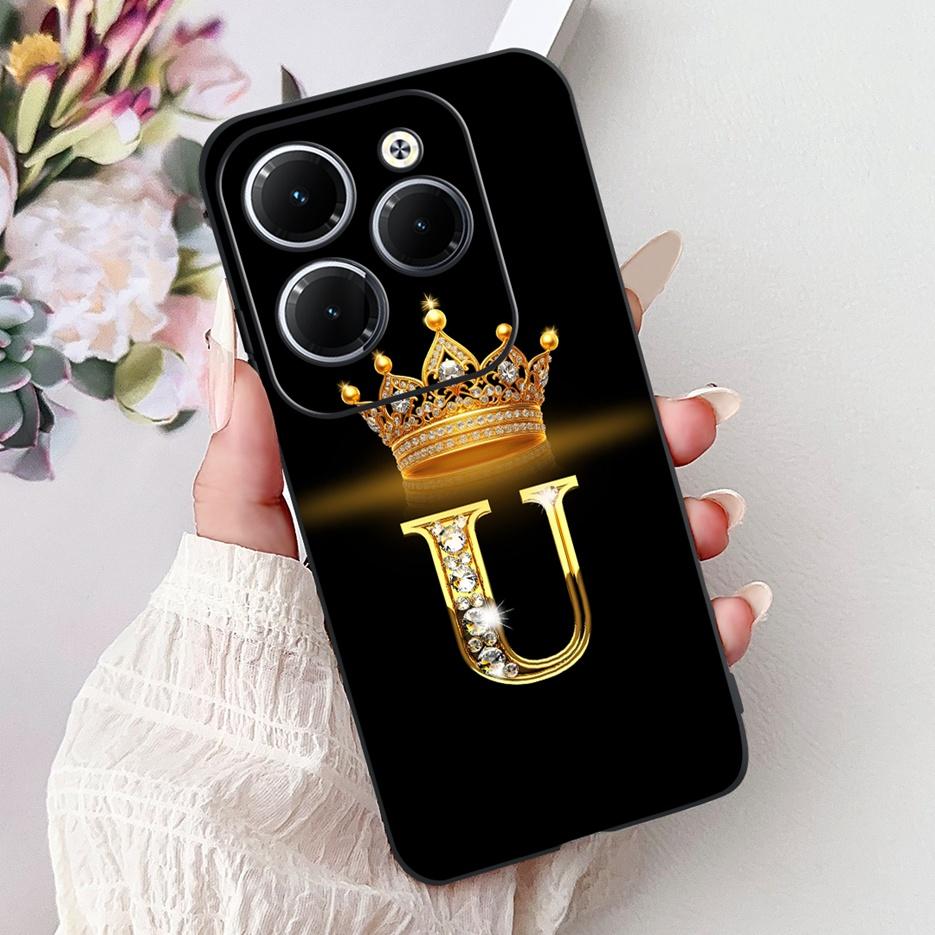 Чехол для Infinix Hot 40 Pro X6837 Роскошная Корона Буквы Чехол Мягкий Силиконовый Чехол для Телефона Для Infinix Hot 40i Hot40 Pro Hot40i Накладка