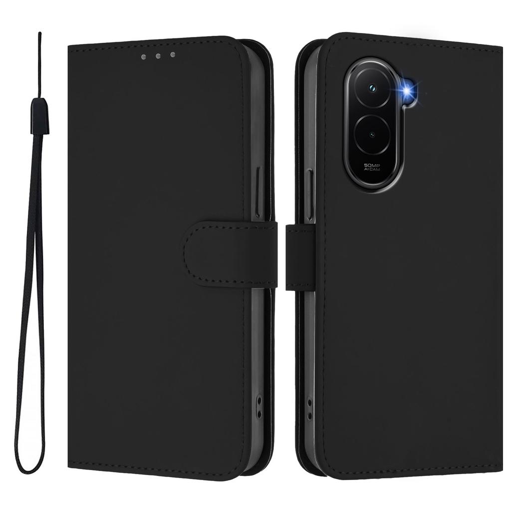 Для Xiaomi Poco M7 Plus 5G/M7 4G (169 мм) Однотонный чехол-кошелек из кожи с ремешком