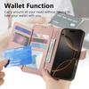 Кожаный чехол-книжка через плечо для IPhone 17 Air 16 E 15 14 13 12 Pro Max Plus 16E 17Air 17Pro Женский Мужской Кошелек Держатель для карт Чехол