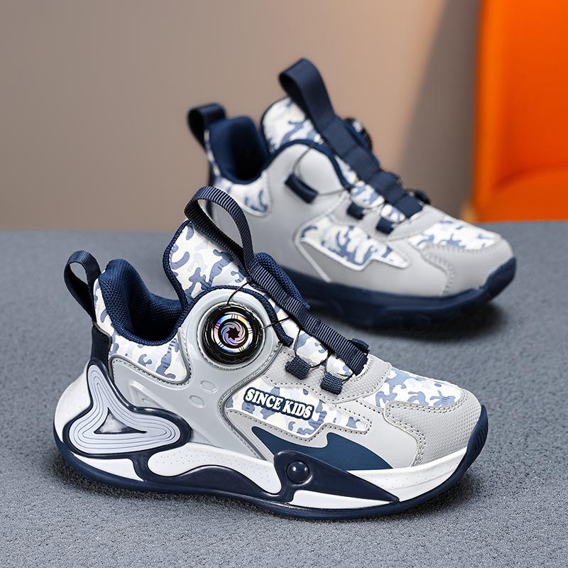 Children's Sports Shoes Boys' Basketball Shoes 2025 Spring and Autumn Wear-resistant Leather Surface Waterproof and Lightweight Children's Running Sho
