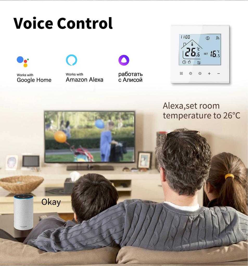 Tuya WiFi Smart Thermostat Temperature Controller for Electric Heating and Gas Boiler Touch Remote Control Works with Alexa Google Home