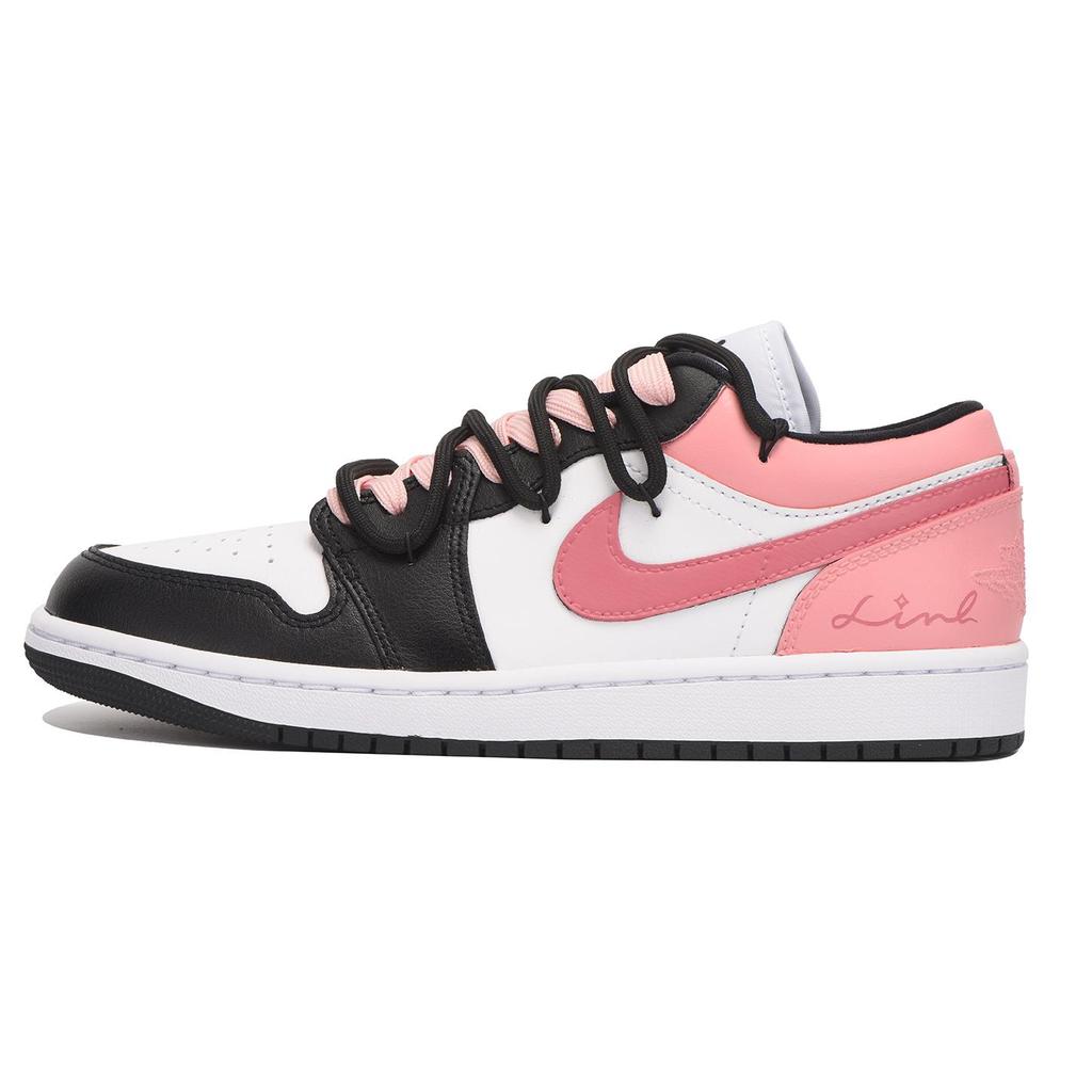 Jordan Air Jordan 1 Нескользящее покрытие Низкие винтажные баскетбольные кроссовки Женские Черно-розовые DC0774-101(Команда-SBOX)-Случайные упаковочные пакеты