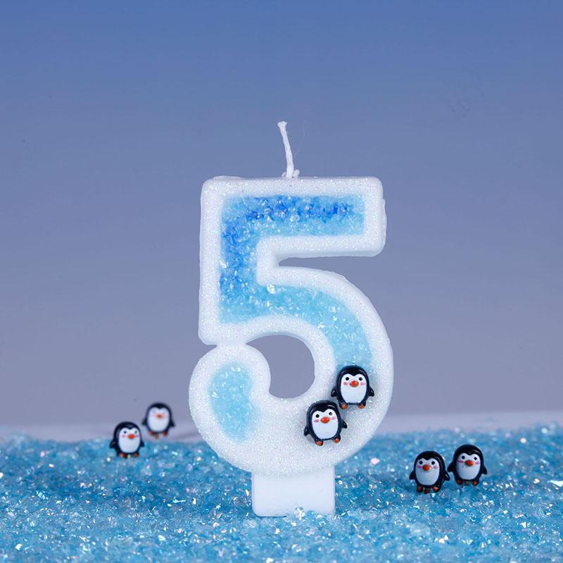 Милые пингвины Свечи для торта 3D Антарктический ледник Цифры 0-9 Красивые Украшения для Вечеринок Свадебных Тортов