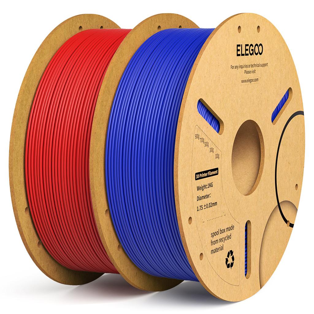 ELEGOO PLA+ Филамент 1,75 мм Набор 2 кг Пластик 3D PLA для большинства FDM 3D-принтеров Точность размеров +/- 0,02 мм 2 шт. * 1 кг Набор PLA+