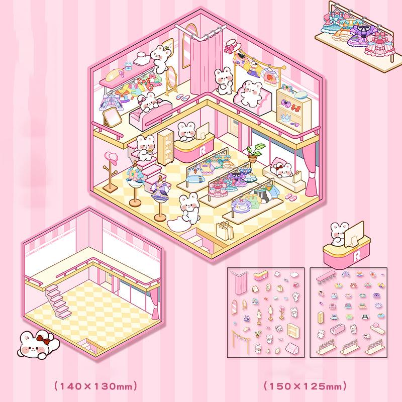 1 комплект креативных 3D-наклеек для симуляции кабины, милые мультяшные наклейки ручной работы для ландшафтного дизайна, наклейки для укладки сцен