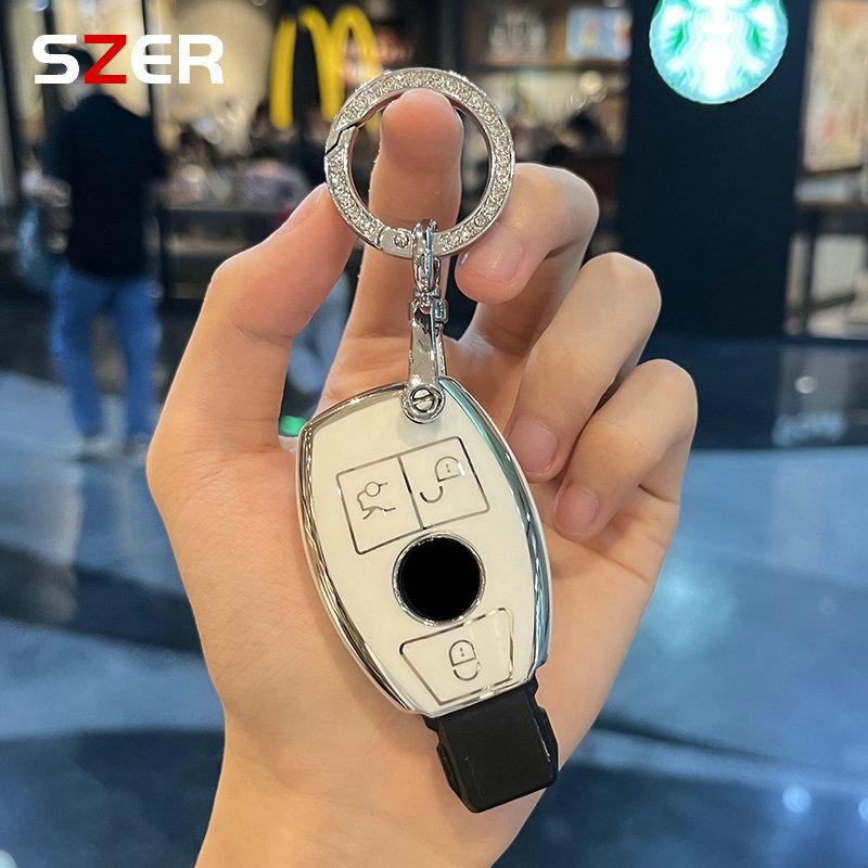 EKR2  TPU Car Key Case Cover Shell Accessories for Mercedes Benz A B C E GL S GLA GLK CLS Class AMG W204 W205 W212 W463 W176 Keychain