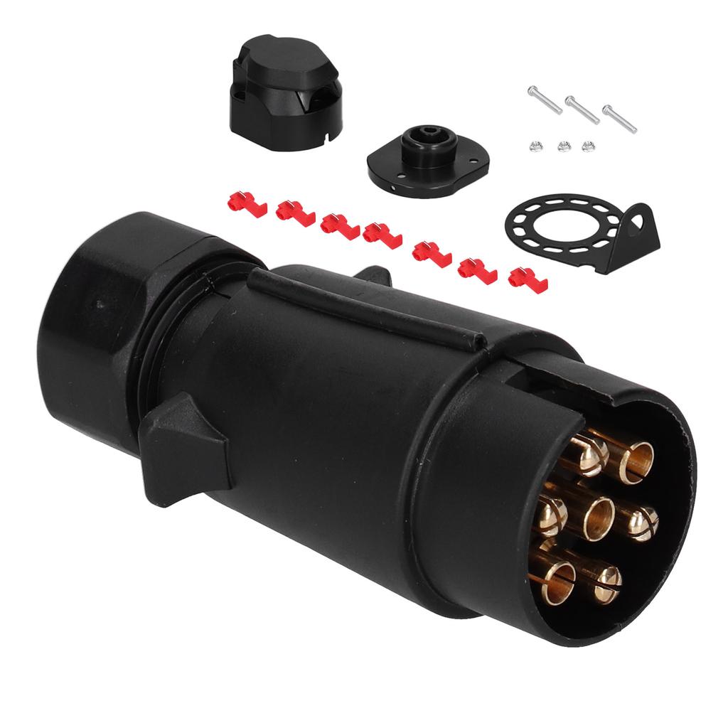 7 Pin Trailer Plug Connector Wiring Adapter Copper Contact for Commercial Vehicle Trailer RV Car