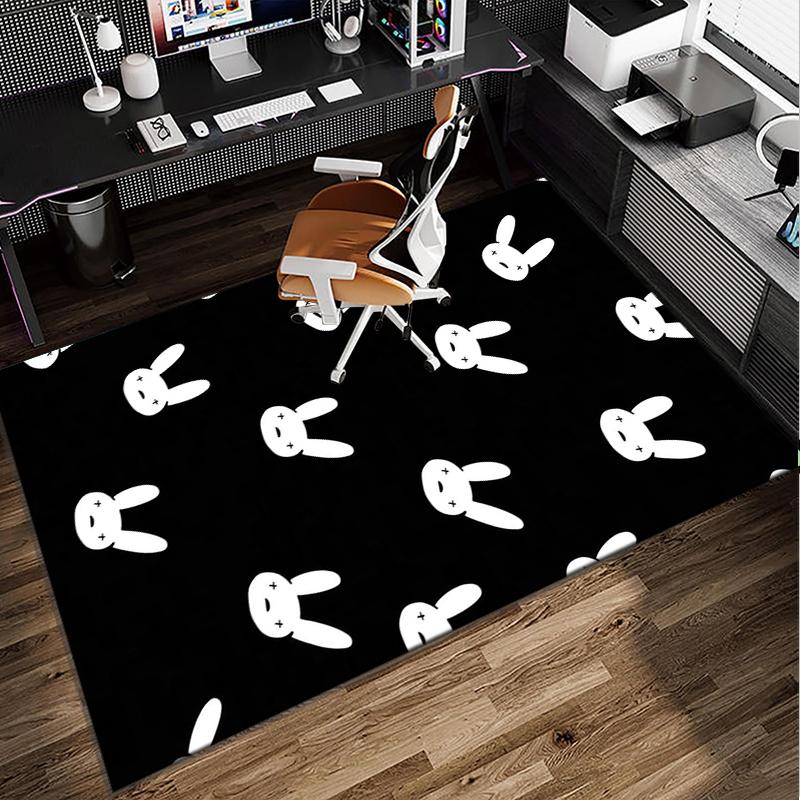 Bad Bunny Collage Office Rug Chair Mat, Game Carpet, Suitable for Front Door, Bedroom, Living Room, Desk, Holiday Gift
