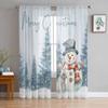 Christmas Snowy Snowman Rabbit Forest Sheer Curtains Modern Gauze Curtain for Living Room Bedroom Voile Yarn Curtains