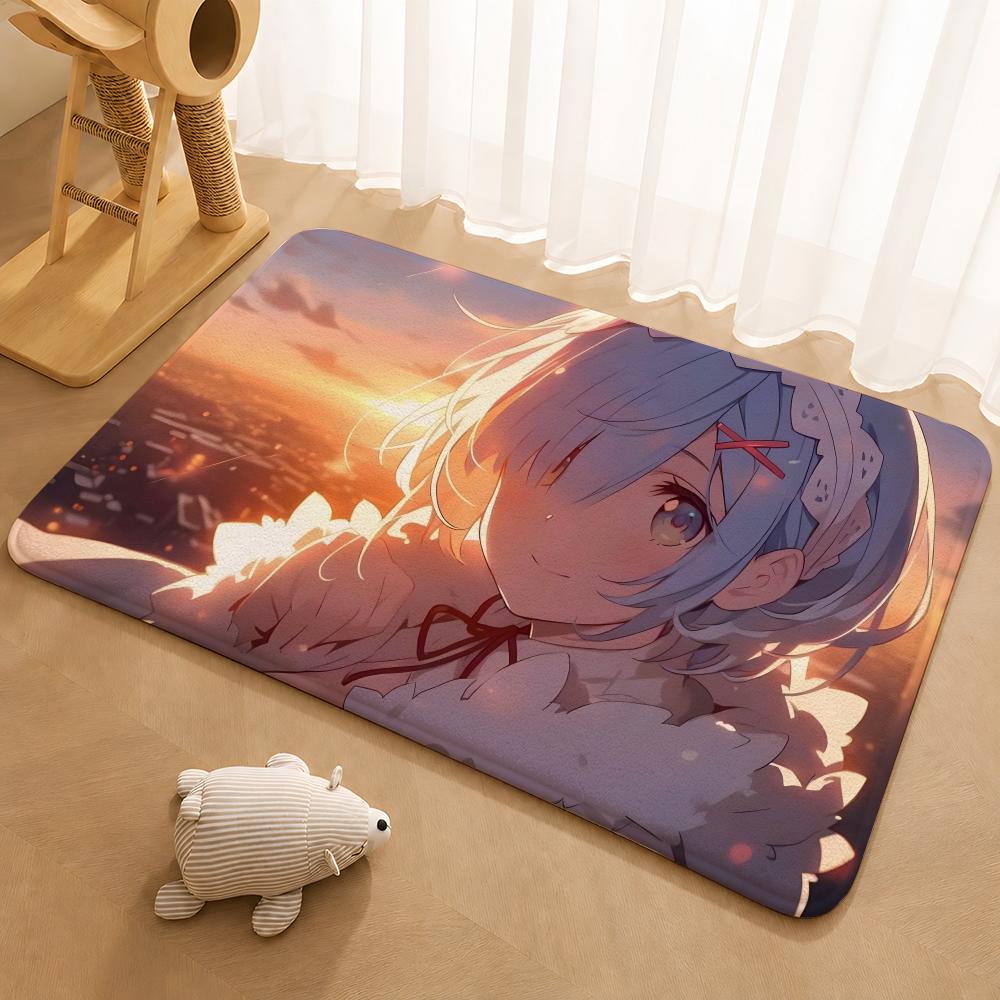 Re Zero Рем Коврик для пола Коврик для пола Мягкий фланелевый Нескользящий Коврик для двери для гостиной