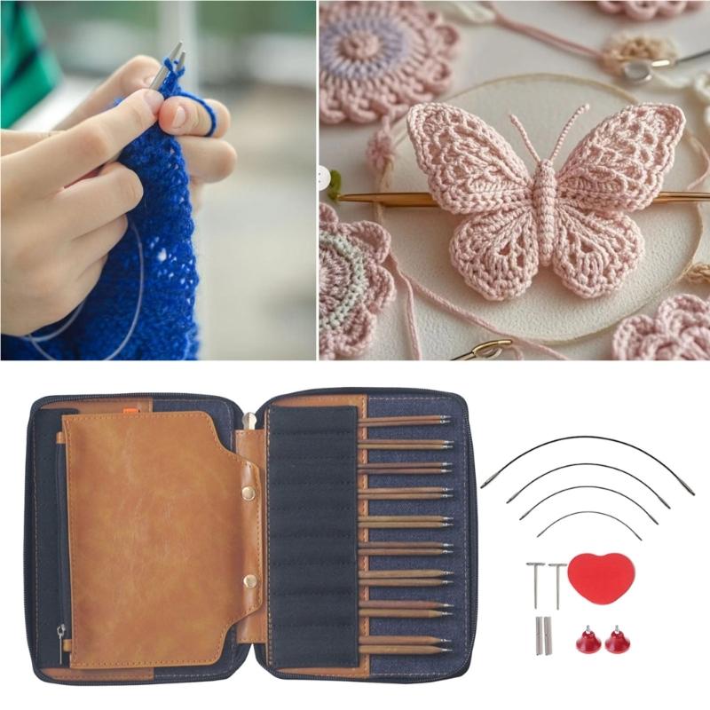 Красочный деревянный набор круговых спиц, съемный, сменные спицы для рукодельных проектов