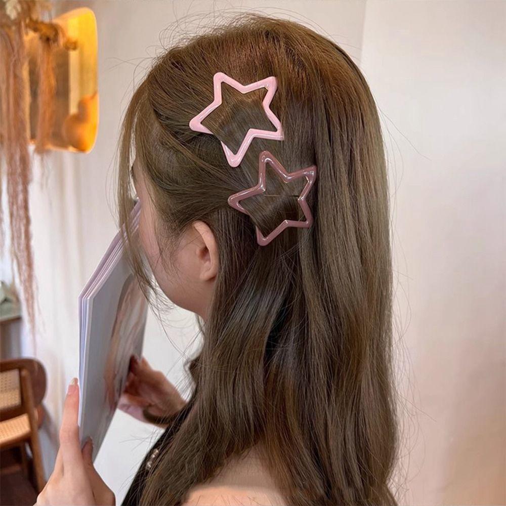 Zinc Zinc Alloy Side Barrettes Hollow Y2k Hairpin Personalized Star BB Hair Clip Female