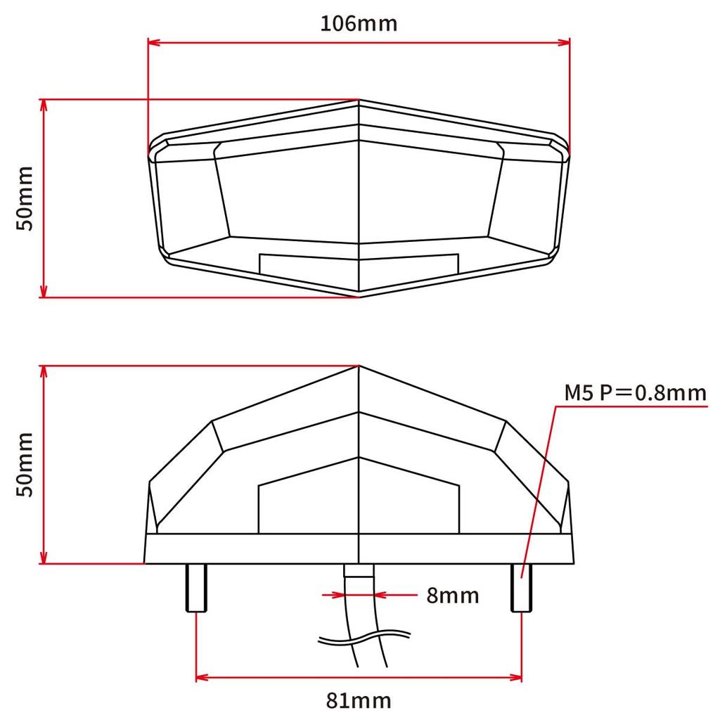 DRC MOTOLED Edge Tail Light with Red Dirt Freak F5871 Lens, (formerly D45-29-347)