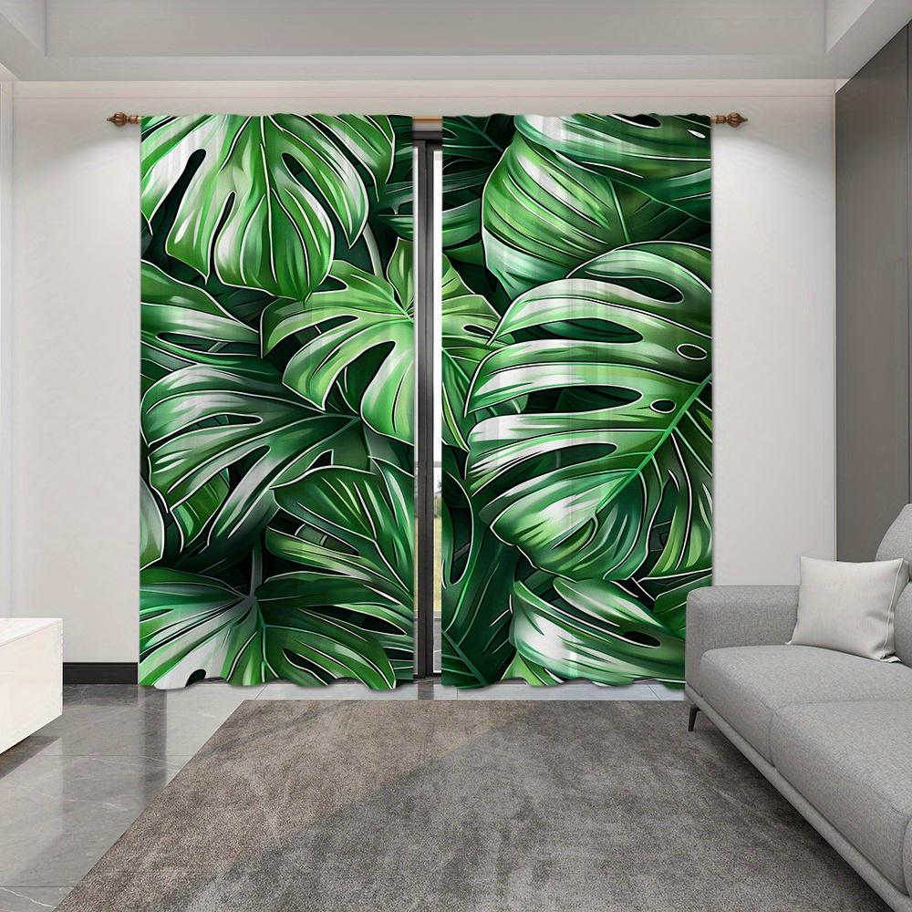 2 шт. Шторы с листьями растений в скандинавском стиле - светофильтрующее оконное покрытие для декора кухни, гостиной, офиса и спальни