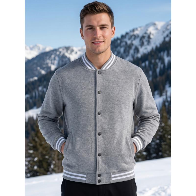 Men S Casual Stand Collar Long Sleeve Loose Baseball Jacket