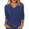 Women's Color V-Neck Three-Quarter Sleeve Casual Top