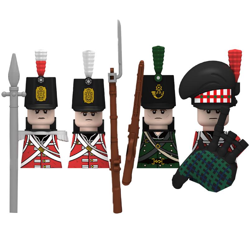 Военные Наполеоновские войны Солдаты Строительные блоки WW2 Русско-британская армия Фигурки Гвардия Пехота Оружие MOC Кирпичи Мальчик Игрушка