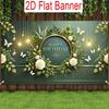 2D Dark Green & White Rose Birthday Photo Booth Background
