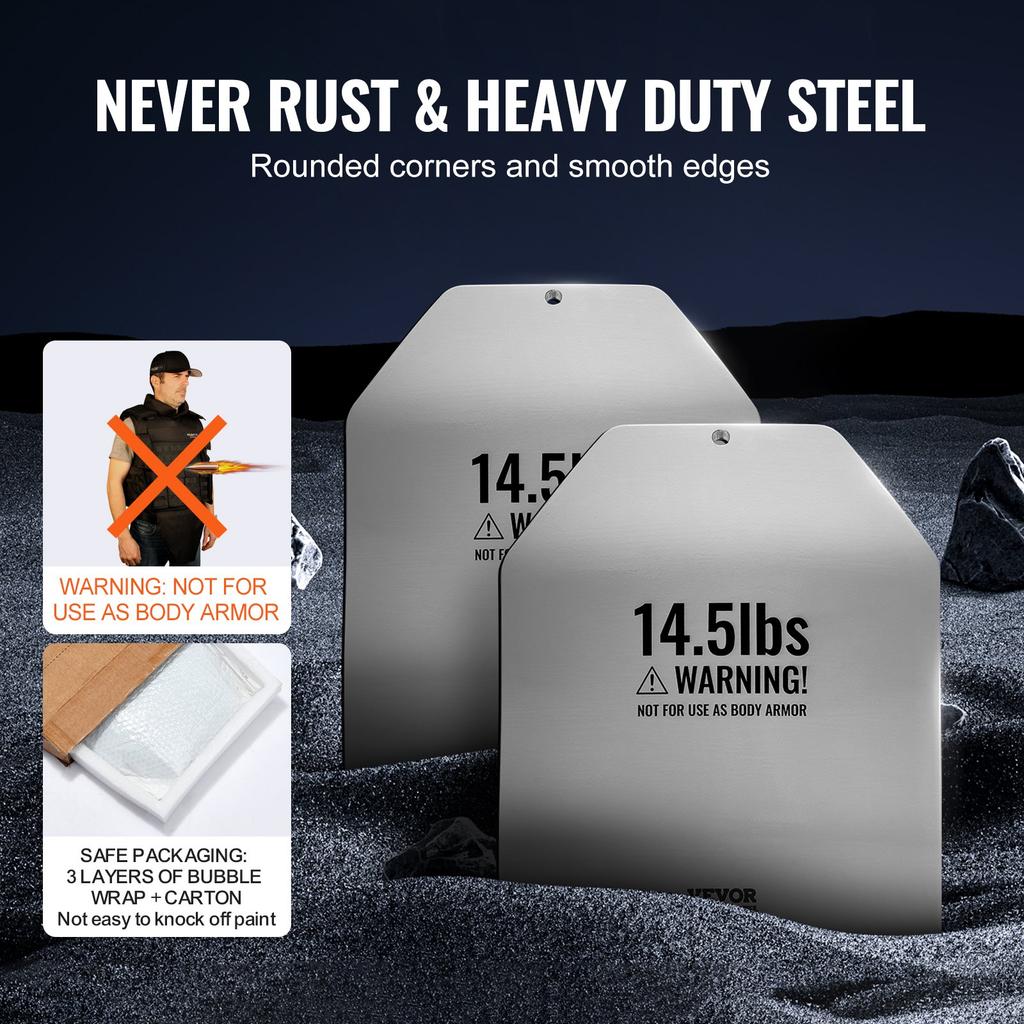 VEVOR Curved Weight Vest Plates, 14.5 LB Pairs, Premium Steel Weighted plates, Contoured Ergonomic Fit – WODs, Additional Weight for Weight Vests