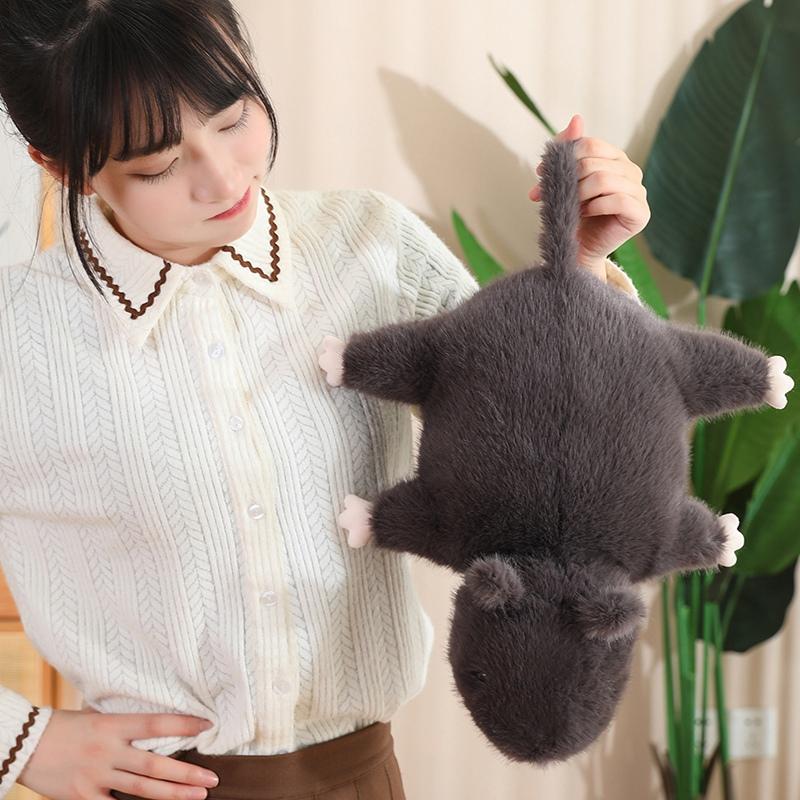 355070Cm Simulation Big Black Mouse Plush Toys Funny Lying Rat Pillow Stuffed Animal Dolls Interesting Room Decor Gift