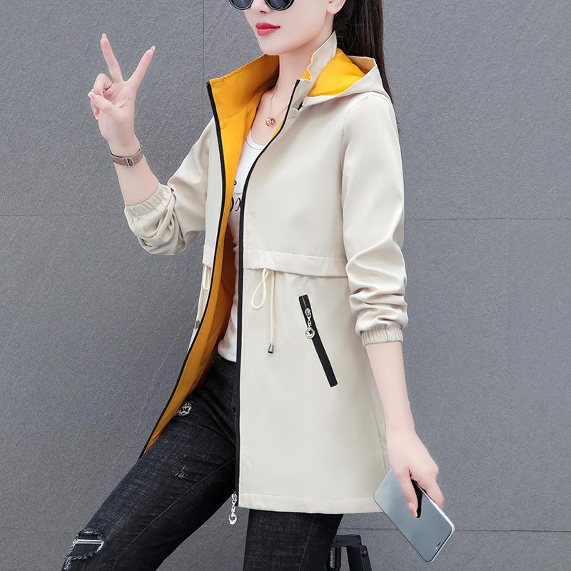 Осенне-зимняя женская ветровка, бархатный теплый плащ средней длины с капюшоном, корейская женская куртка, тонкая верхняя одежда