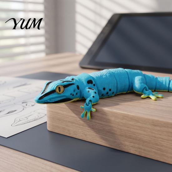 Leopard Gecko Figurine 3D Printed Figurine, Realistic Articulated Chameleon Fidget Toy, Decor Flexible Jointed Lizard Model, Animal Shape Desk