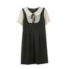 Large size women's clothing polka dot sister small black dress summer new meat covering long short dress 250413