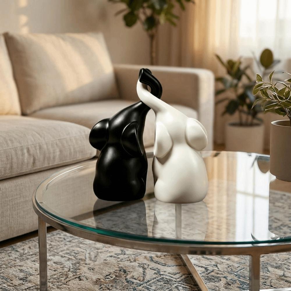 Minimalist Elephant Sculpture Niche Style Loving Figurine Couples Elephant Statue Office