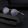Men's High-End Round Frame Retro Metal Sunglasses - European & American Punk Style, Full-Rim Sun Protection Glasses
