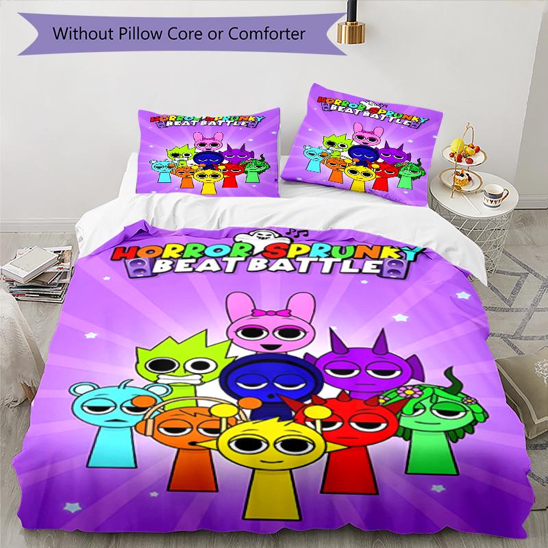 3pcs SPRUNKI3 Design Cover Set - HD Printed Bedding with 1 Cover and 2 Pillowcases - Perfect for Home and Dorm Decor