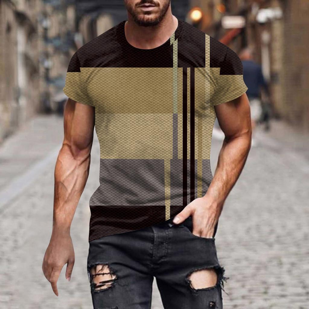 Мужская летняя футболка с принтом, мужской свободный повседневный топ с коротким рукавом