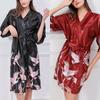 Robes for Women Silk Cardigan V-Neck Robe Girl Home Wear Ice Silk White Crane Nightgown Bride Bathrobe Sleepwear