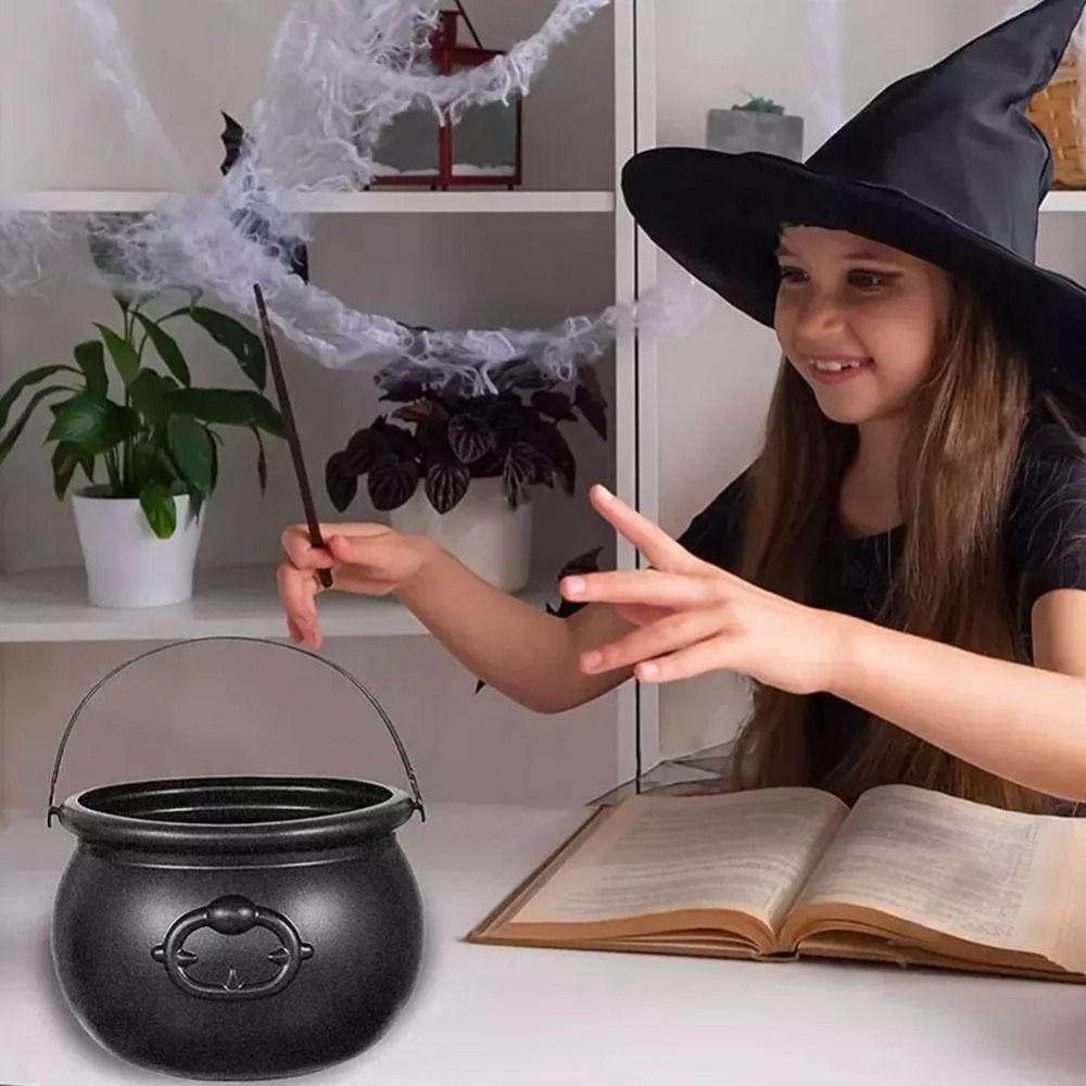 Large Trick-or-Treat Jar Candy Jar Black Halloween Candy Jar New Wizard Witch Cauldron Props
