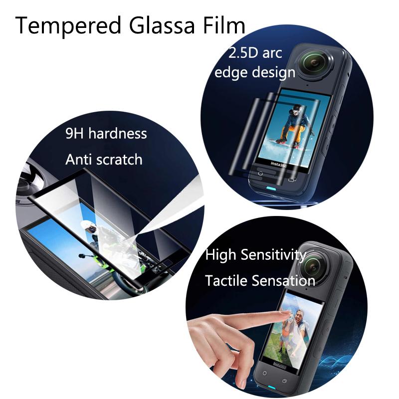 Набор аксессуаров для Insta360 X5 Закаленная стеклянная пленка для селфи-палка Силиконовый защитный чехол Мотоциклетный кронштейн для Insta360 X5