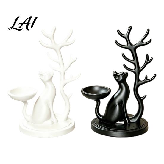 Small Countertop Organizer Cute Cat Tree Branch Jewelry Organizer 3D Printed Earring Bracelet Hair Desktop Storage Tray Tie Holder Decorative