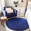 Blue Round Rug for Kids Room, Bedroom, Living Room, Washable Fluffy Shaggy Area Rug, Aesthetic Decor, 120cm