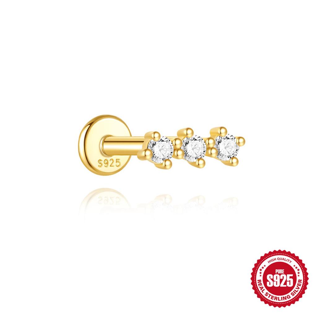 Серьги-гвоздики для хряща из стерлингового серебра S925 Звезда-Лотос Бант