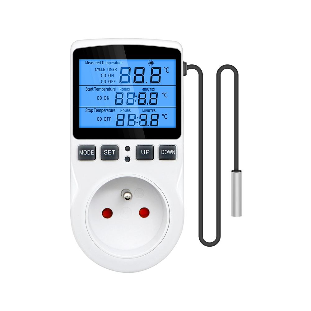 EU/US/FR Thermostat Timer Socket Digital Temperature Controller Socket Outlet With Timer Switch Sensor Probe Heating Cooling