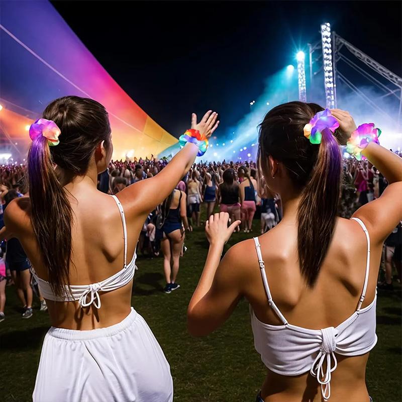 1Pc Hair Accessories Festival Party Light-up Glow Effects Women Hair Rope Fashion LED Hair Tie Scrunchie