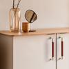 Colorful Handmade Leather Handle Nordic Zinc Alloy Luxury Wardrobe Door Handle Simple Solid Color Leather Cabinet Handle