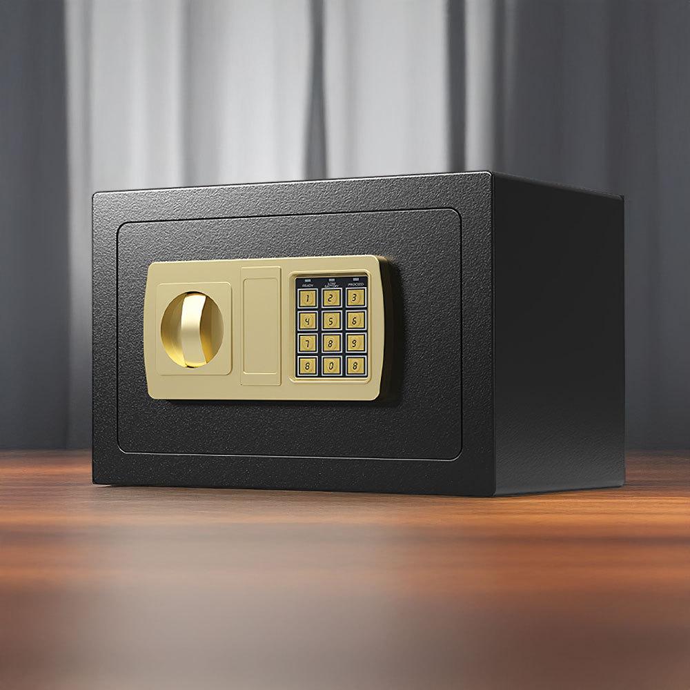 10L Combination and Mechanical Lock and Coin Drop Safe, Home Combination Cabinet Safe Box with 2 Keys, Cash Box, For Office Hotel, Black, 31x20x20cm