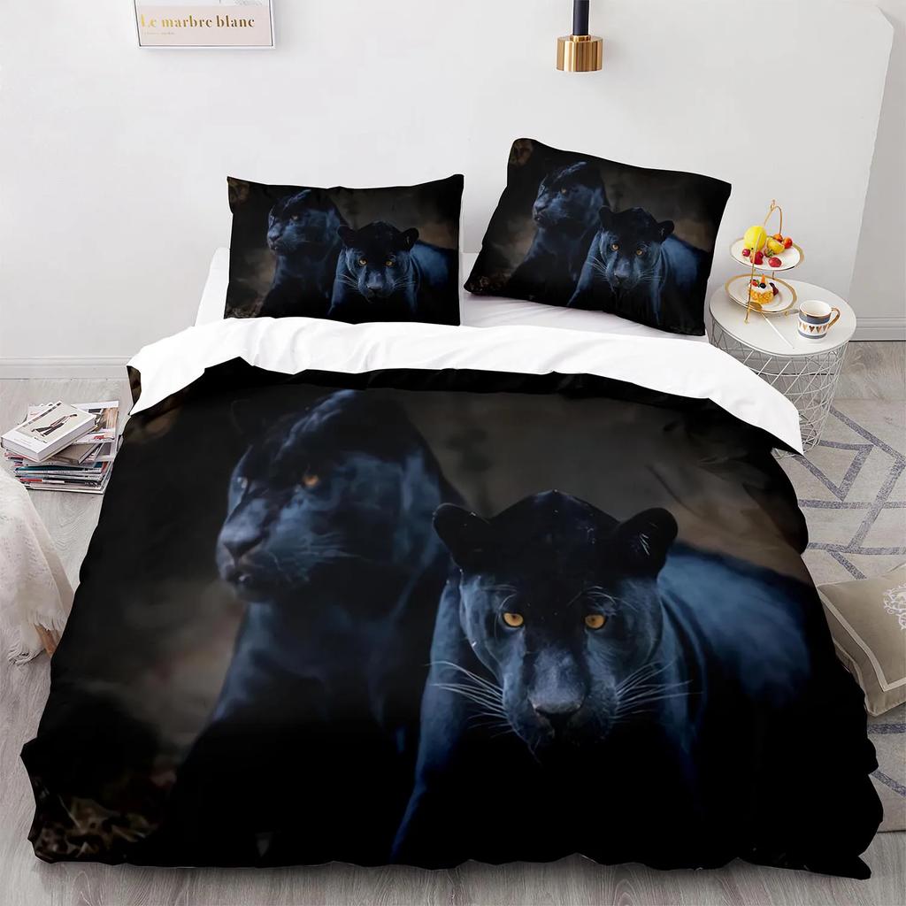 Пододеяльник с леопардовым принтом King Queen Size Набор постельного белья Черная Пантера Для подростков Мальчиков Мужчин Чехол на одеяло с гепардом Чехол на одеяло с диким животным