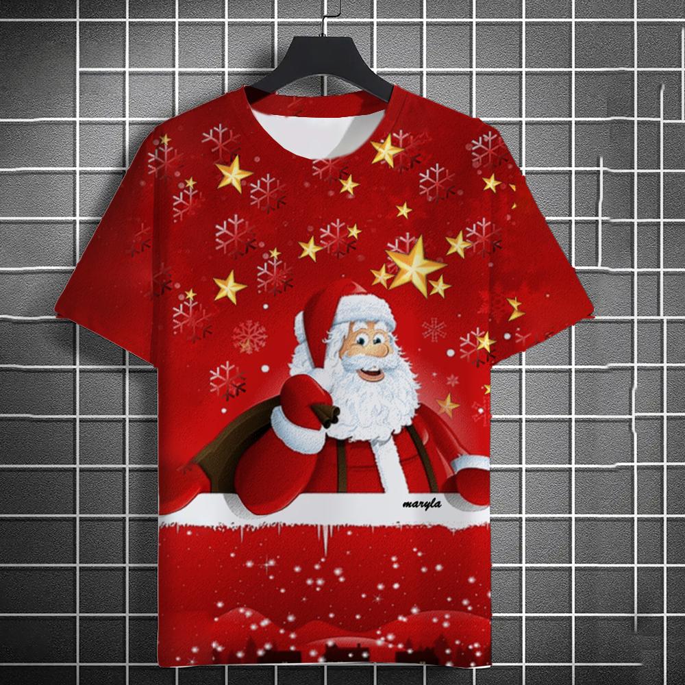Men's T-Shirt Kids T Shirts 3D Santa Claus Printed Short Sleeve Christmas T-Shirt Trendy Christmas Casual Clothing Tops