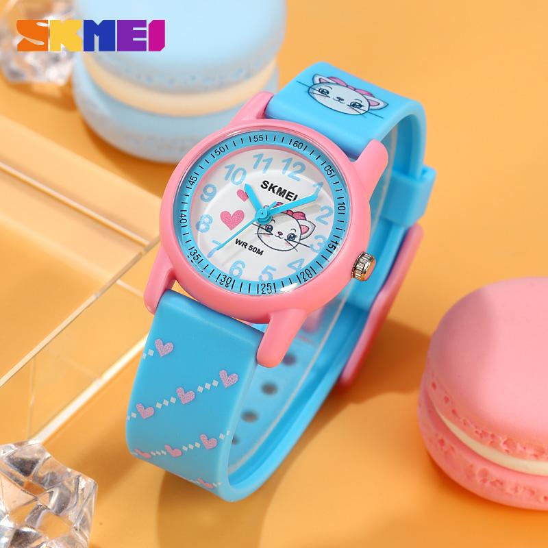 SKMEI 2157 50m Waterproof For Girls Boys Gift Cute Animal Clock Easy Read Children TPU Quartz Wristwatch Sports Kids Watches