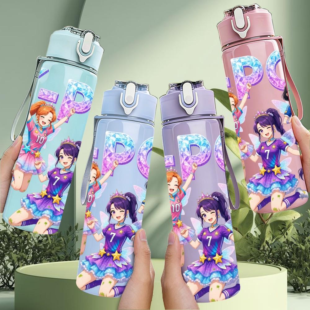 1PC Kpop Dancing Girl Group 750ml Color Plastic Sports Water Bottle Leakproof Flip Straw Lid Suitable for Sports Office Home Use
