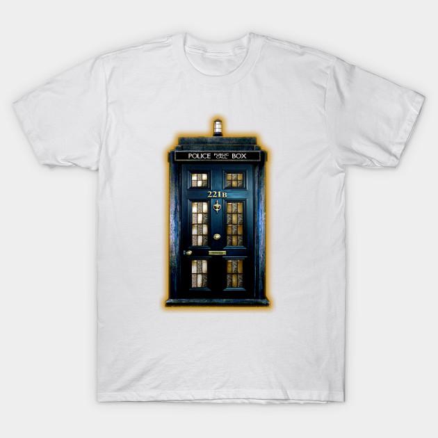 T Shirt Women Blue Phone Box With 221B Number Harajuku Print Kawaii Tshirt Summer Short Sleeve Female T-Shirt Top Tee