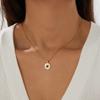 316L Stainless Steel Round Green Zircon Pendant Necklace For Women Lady Fashion New Clavicle Chain Jewelry Accessories Gift