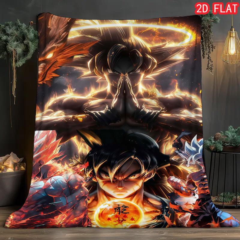 Dragon Ball Theme Blanket Skin-friendly Plush Fabric Comfortable Warm Throw for Kids Adults Anime Fans THW